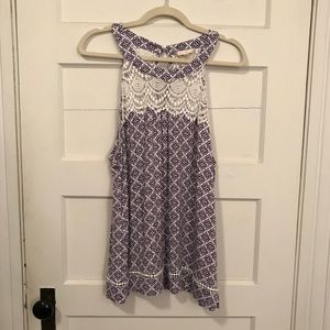 Skies Are Blue Sleeveless Top XXL Crochet Lace